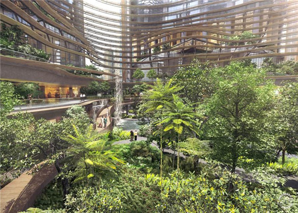 新加坡高層的“空中森林”和瀑布