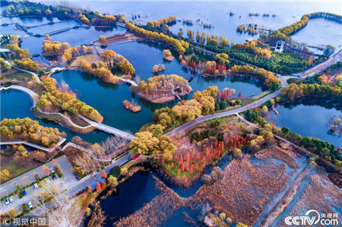 航拍白龜湖國家濕地公園美如畫