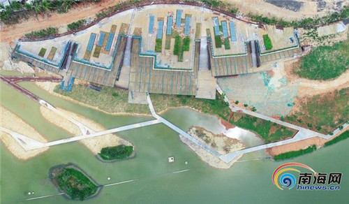 航拍海口美舍河鳳翔濕地公園生態科普館