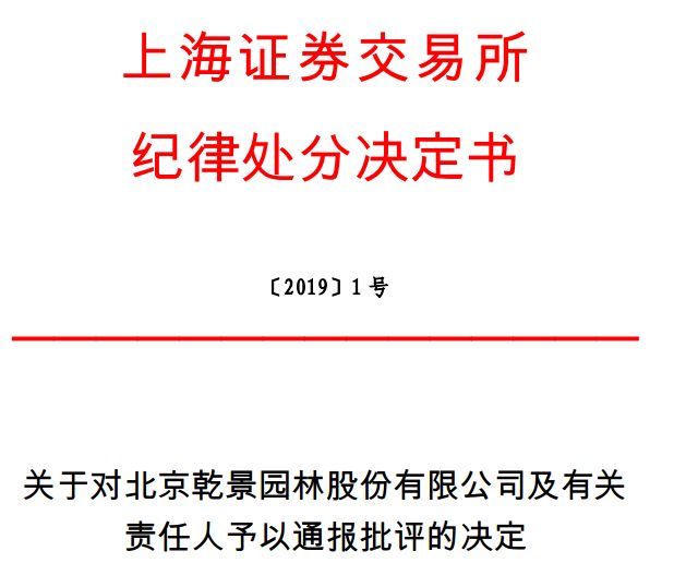 乾景園林隨意停牌信披違規被上交所處分