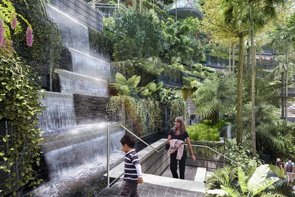 在花園機場中欣賞全球落差最大室內瀑布