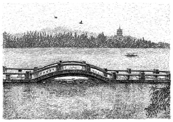 西湖美 迎亞運 張建庭鋼筆畫展主媒體中心啟幕