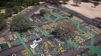 西班牙樹形結構校園停車場景觀