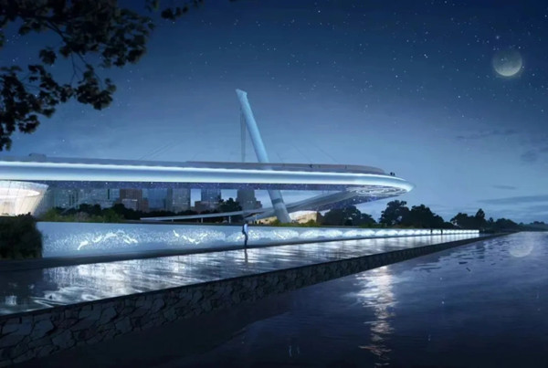 國內(nèi)懸挑跨度最大園林構(gòu)筑物在天津合龍